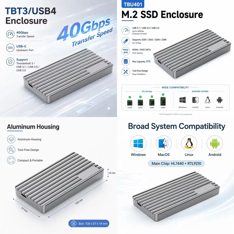 Usb4 40Gbps External Ssd 8Tb - AP01 per Case Esterno Portatile in